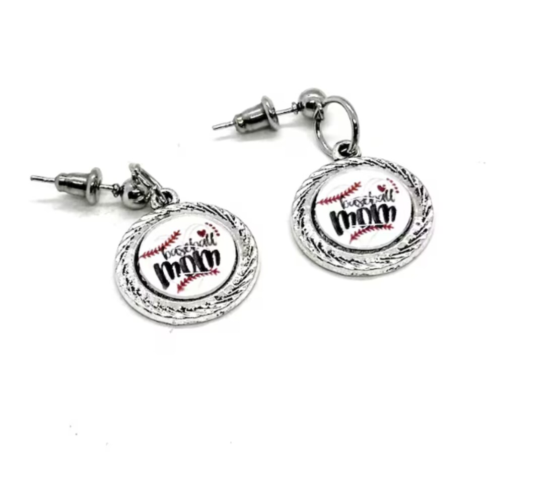 Baseball Mom Charm Earrings, Baseball Mom Gifts, Wife, My Son Is A Baller, My Favorite Baseball PLayer, Team Moms, Moms Group, Gift For Her